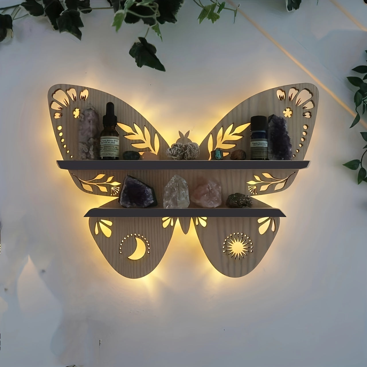 1pc Crystal Display Shelf - Wall Mounted Decorative Shelf for Moon Moth Butterfly Lamp - Perfect for Halloween, Thanksgiving, Christmas, and New Year Gifts