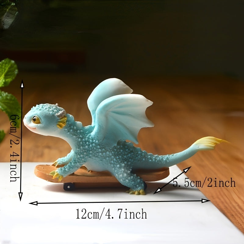 1pc Miniature Fairy Garden Figurines, Cute Resin Dragon Statue, Mini Dragon Reading Figurine, Mini Pink Dragon And Baby Statue, Fairy Garden Decor, For Flowerpot Bookshelf Collection