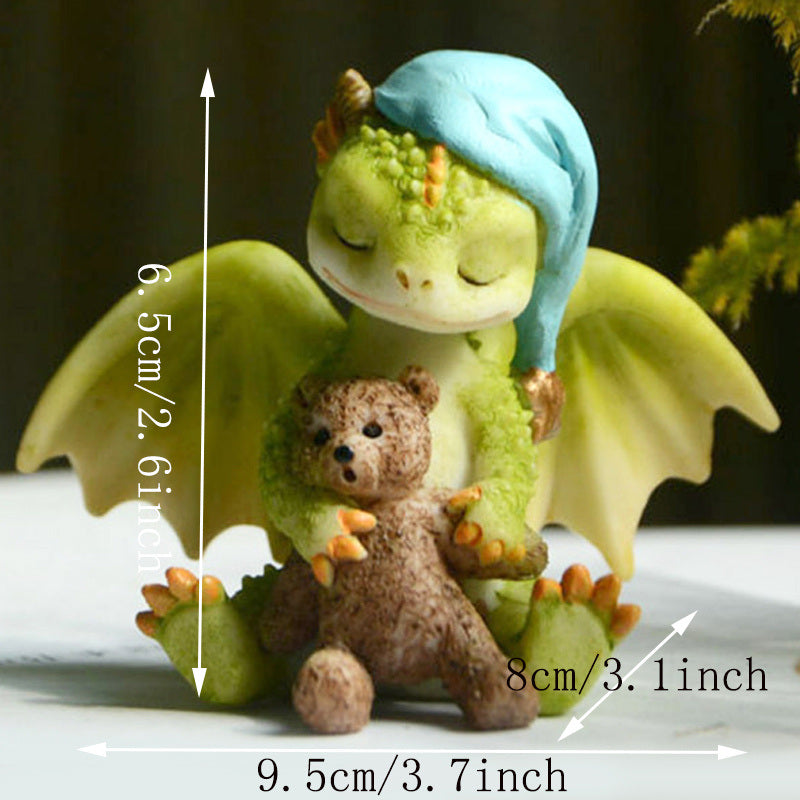 1pc Miniature Fairy Garden Figurines, Cute Resin Dragon Statue, Mini Dragon Reading Figurine, Mini Pink Dragon And Baby Statue, Fairy Garden Decor, For Flowerpot Bookshelf Collection