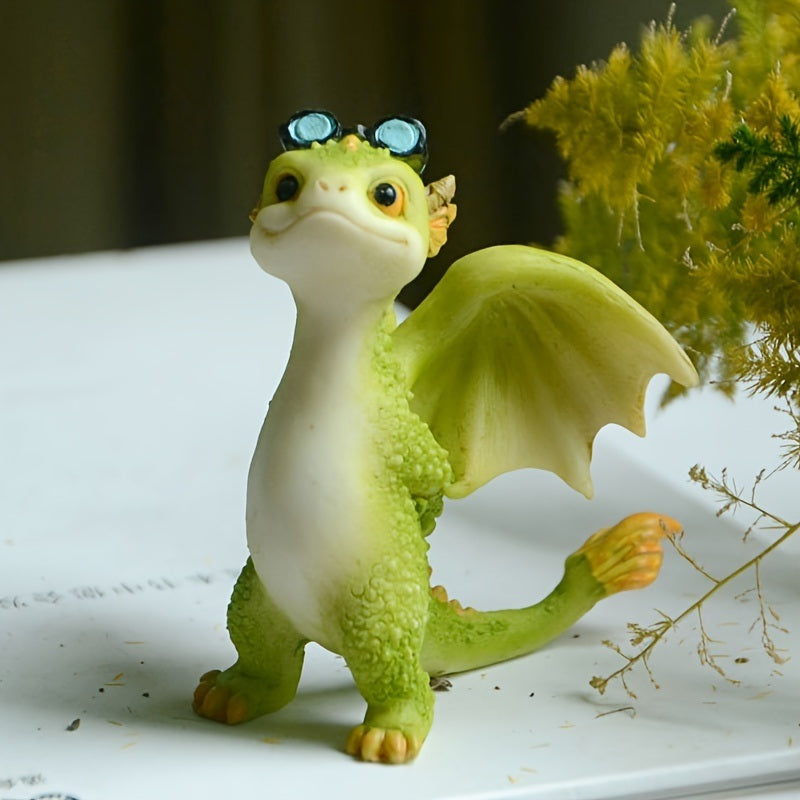 1pc Miniature Fairy Garden Figurines, Cute Resin Dragon Statue, Mini Dragon Reading Figurine, Mini Pink Dragon And Baby Statue, Fairy Garden Decor, For Flowerpot Bookshelf Collection