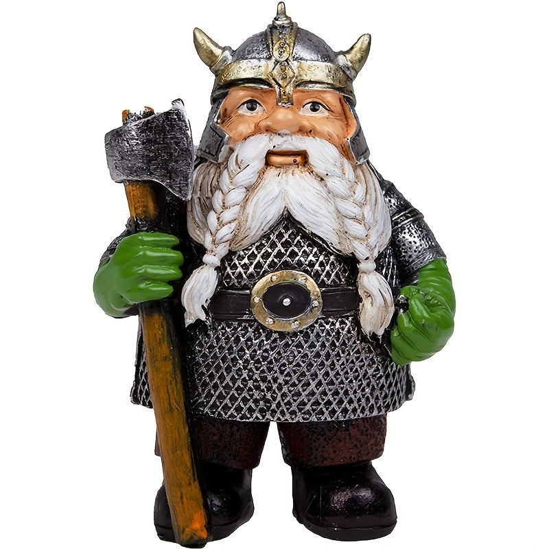 1pc Viking Victor Norse Gnome Statue, Viking Garden Gnome Figurines With Axe, Dwarf Ornaments For Indoor Outdoor Home Yard