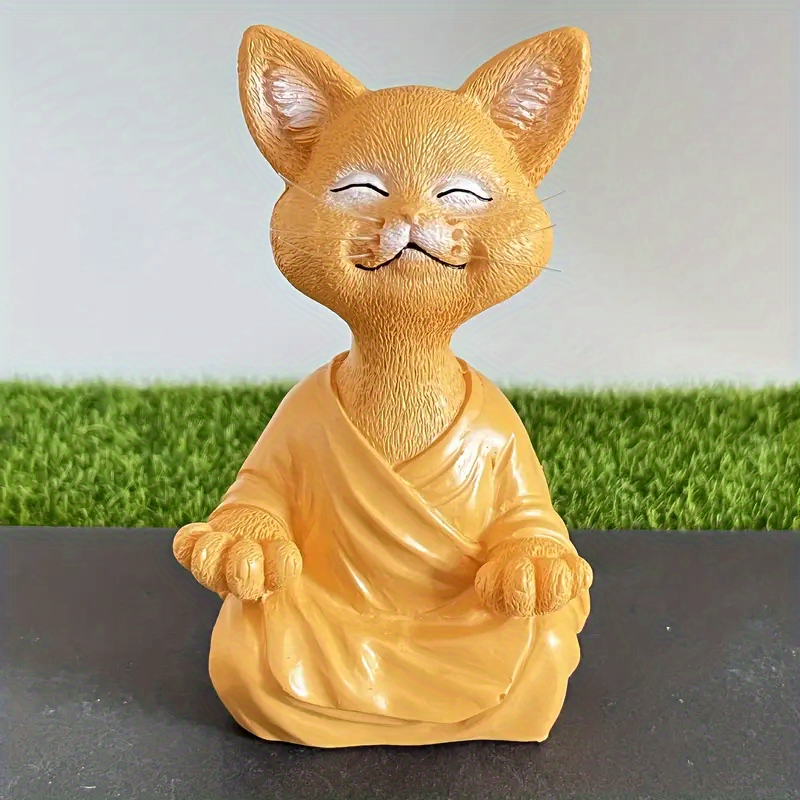 1pc Whimsical Cat Sculpture, Buddha Meditating Cat Statue, Cat Lover Gifts, Fairy Garden Animals, Decorations For Patio Yard Lawn Porch Desktop