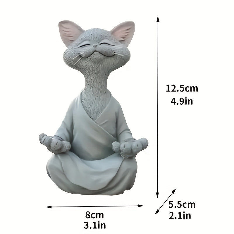 1pc Whimsical Cat Sculpture, Buddha Meditating Cat Statue, Cat Lover Gifts, Fairy Garden Animals, Decorations For Patio Yard Lawn Porch Desktop