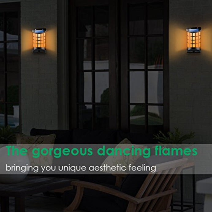 1PCS  Flame Light Solar Powered Wall Lights 66 LED Porch Lamps 54LM Green  Material