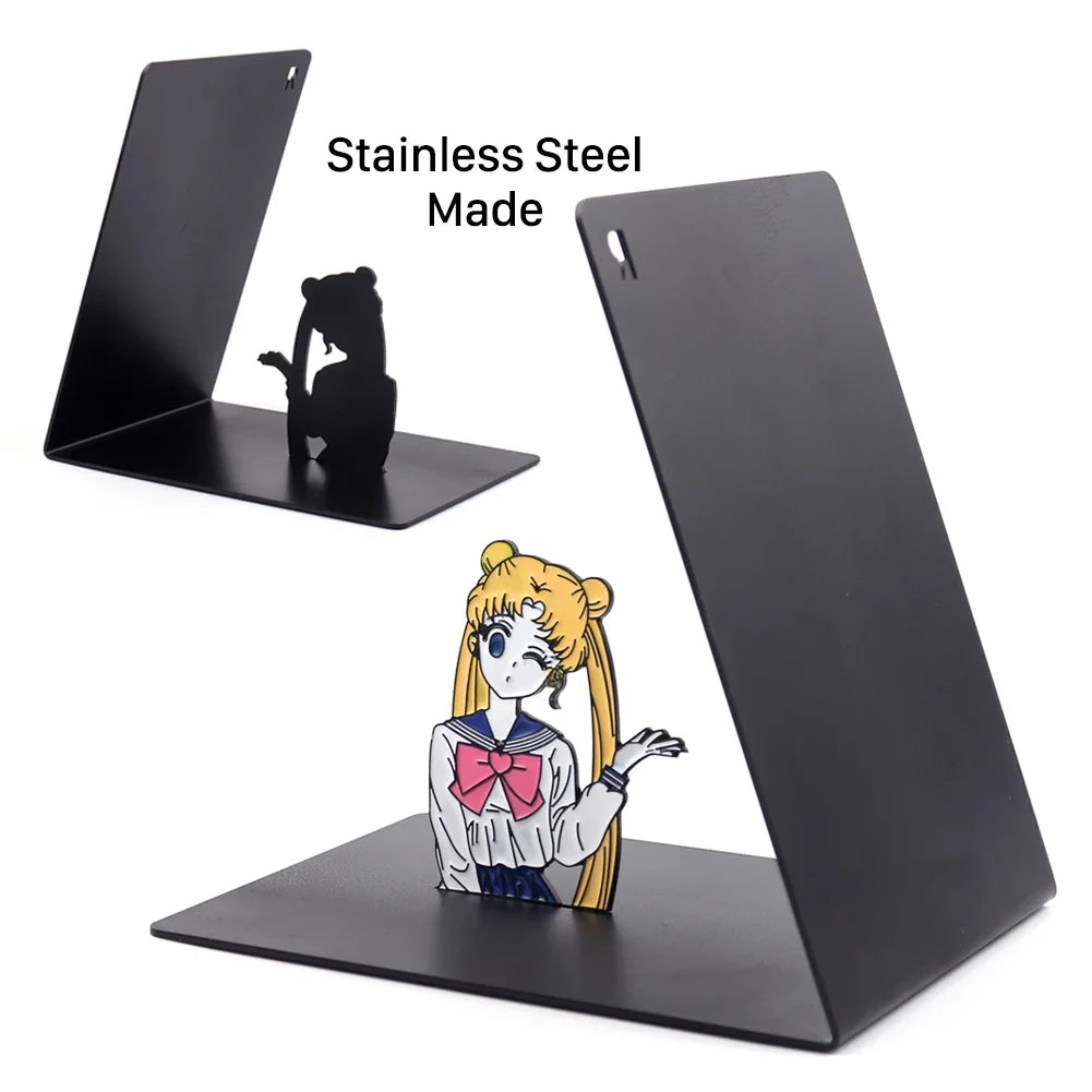 1PCS Moon Bookend Anime Cartoon Girl Kawaii Table Decoration Book Support Office Book Holder for Fans Student Worker