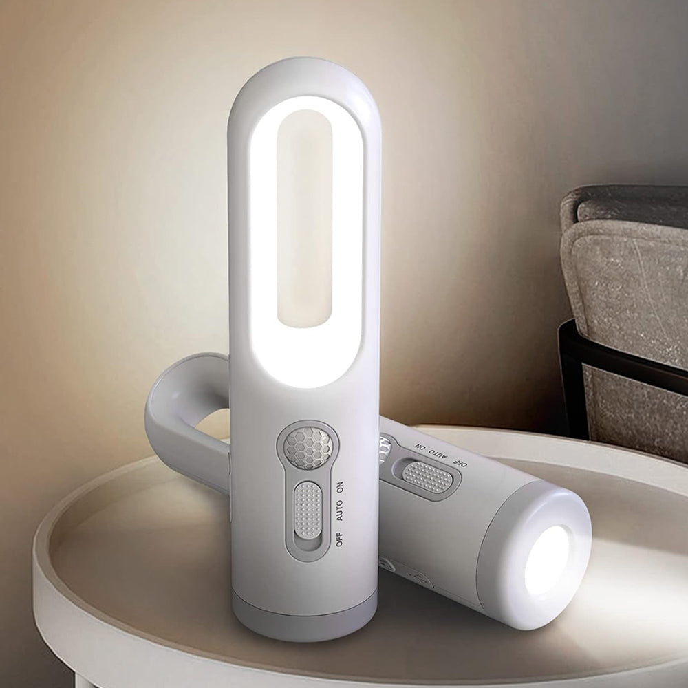 2-in-1 Portable LED Motion Sensor Night Light Indoor Flashlight - Rechargeable