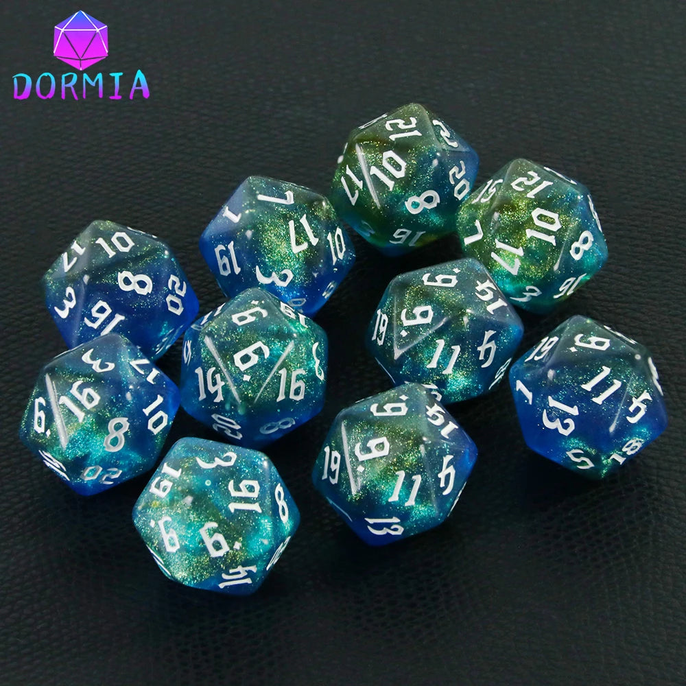 20 Sided Mixed Colours Polyhedral Dice D20 Amazing Glitter Dice for RPG DND Math Teaching Playing Tabletop Games