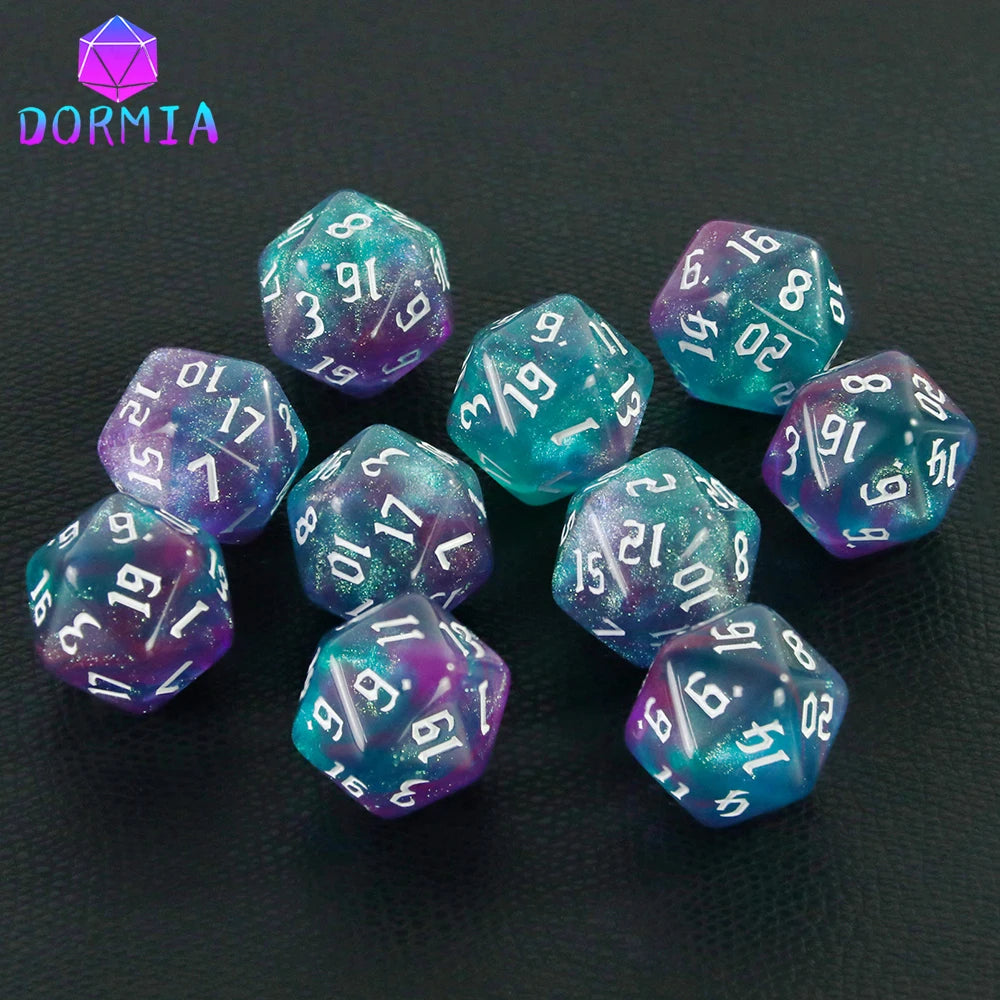 20 Sided Mixed Colours Polyhedral Dice D20 Amazing Glitter Dice for RPG DND Math Teaching Playing Tabletop Games