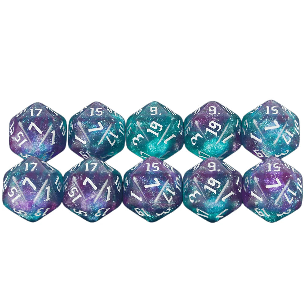 20 Sided Mixed Colours Polyhedral Dice D20 Amazing Glitter Dice for RPG DND Math Teaching Playing Tabletop Games