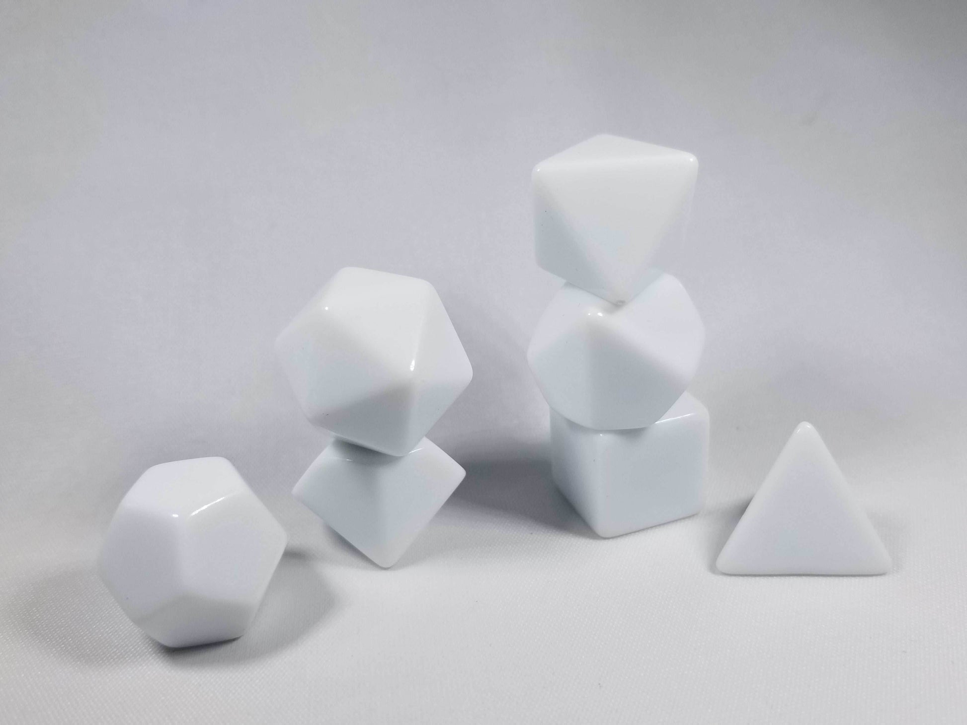 White Blank 7-Dice Set d4, d6, d8, d10, d12, d20 for Customization Ready DIY Bescon - 