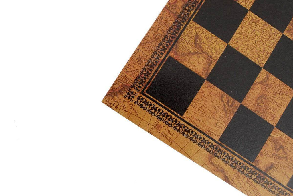 Chess Board - Faux Leather - Old Map Design - 
