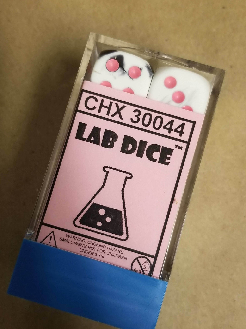 Gemini Black White w/Pink 16mm 12 dice block Limited Edition Lab Dice - 