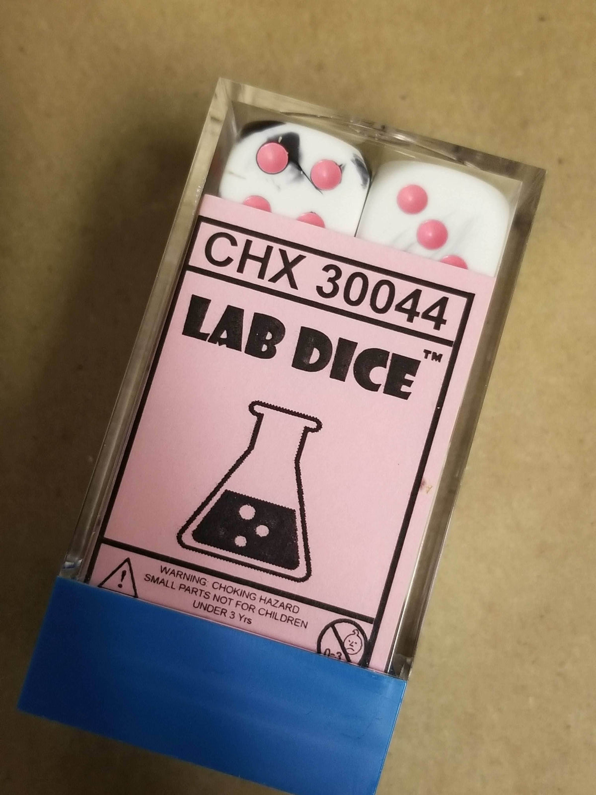 Gemini Black White w/Pink 16mm 12 dice block Limited Edition Lab Dice - 