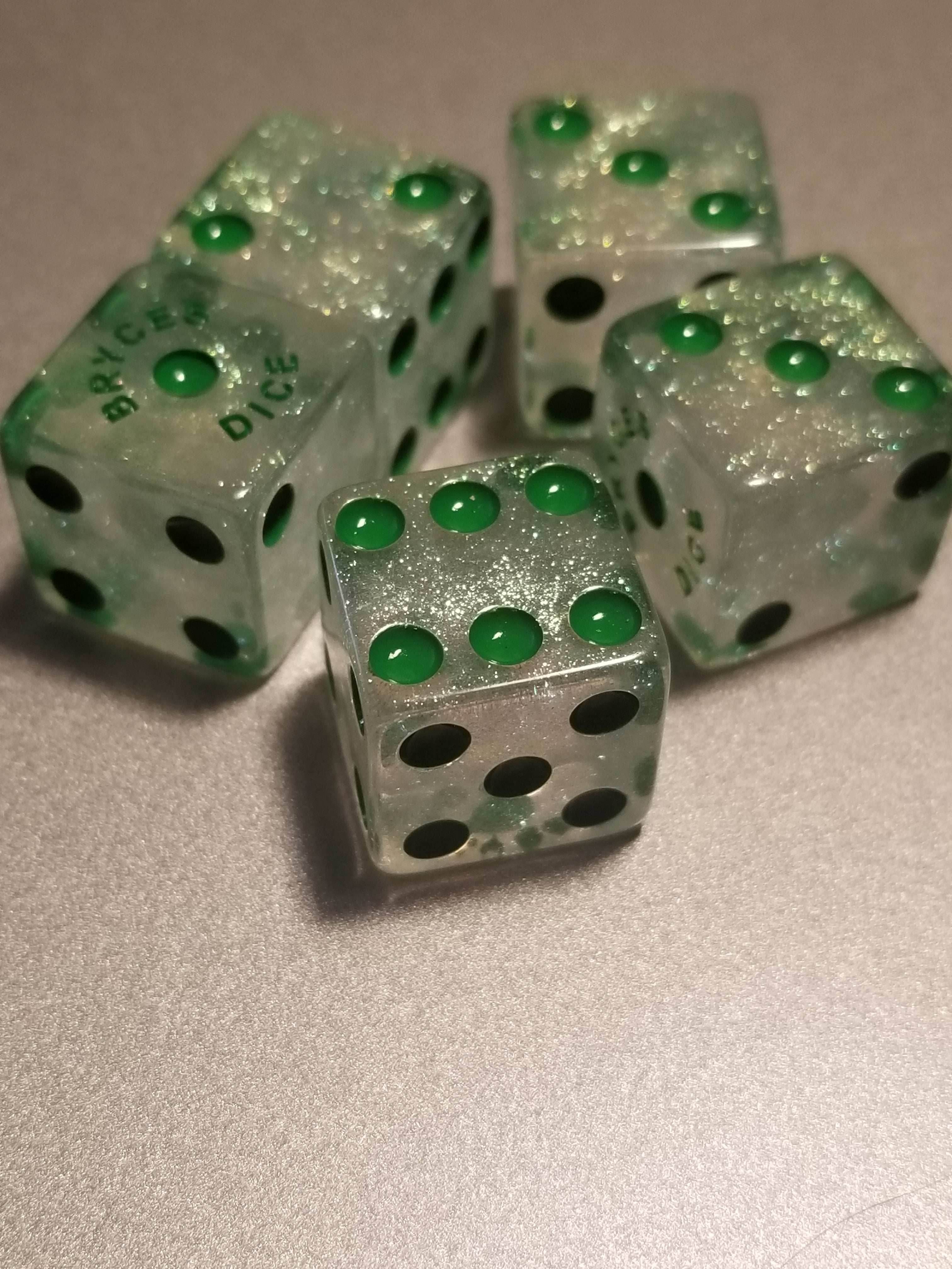 BrycesDice 16mm Glitter d6 (Green) Square Edge [per die] - 