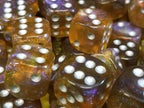 Grey & Orange 16mm Glitter Pipped Dice - 