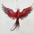 Phoenix Metal Wall Art – 23x23 Inch Plasma Cut Steel Wall Decor with Translucent Blue or Red Powder Coat – Sun Catching Home Accent