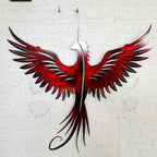 Phoenix Metal Wall Art – 23x23 Inch Plasma Cut Steel Wall Decor with Translucent Blue or Red Powder Coat – Sun Catching Home Accent