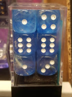CHX 27626 16mm Block Borealis Sky Blue w/ White Pips Dice Set Chessex - 