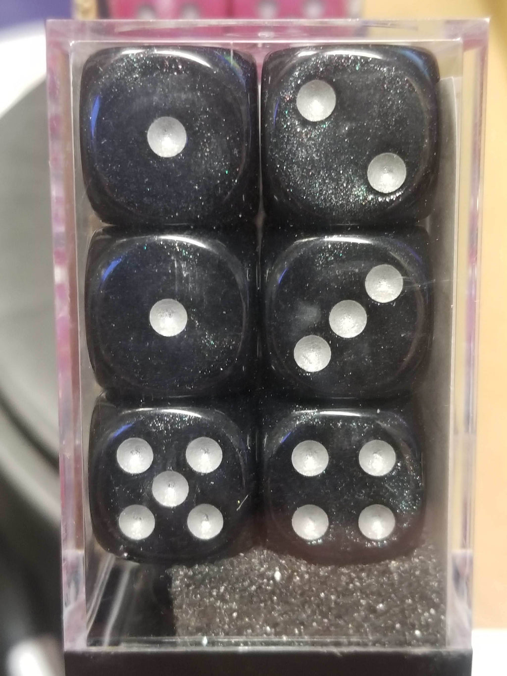 CHX 27628 16mm Block Borealis Smoke w/ Silver Pips Dice Set Chessex - 