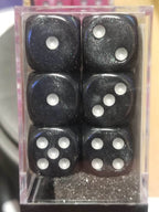 CHX 27628 16mm Block Borealis Smoke w/ Silver Pips Dice Set Chessex - 