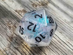 The Time Walker | Clear Glitter 34mm d20 CHONK RPG Dice Set w/Black - 