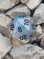 The Time Walker | Clear Glitter 34mm d20 CHONK RPG Dice Set w/Black - 