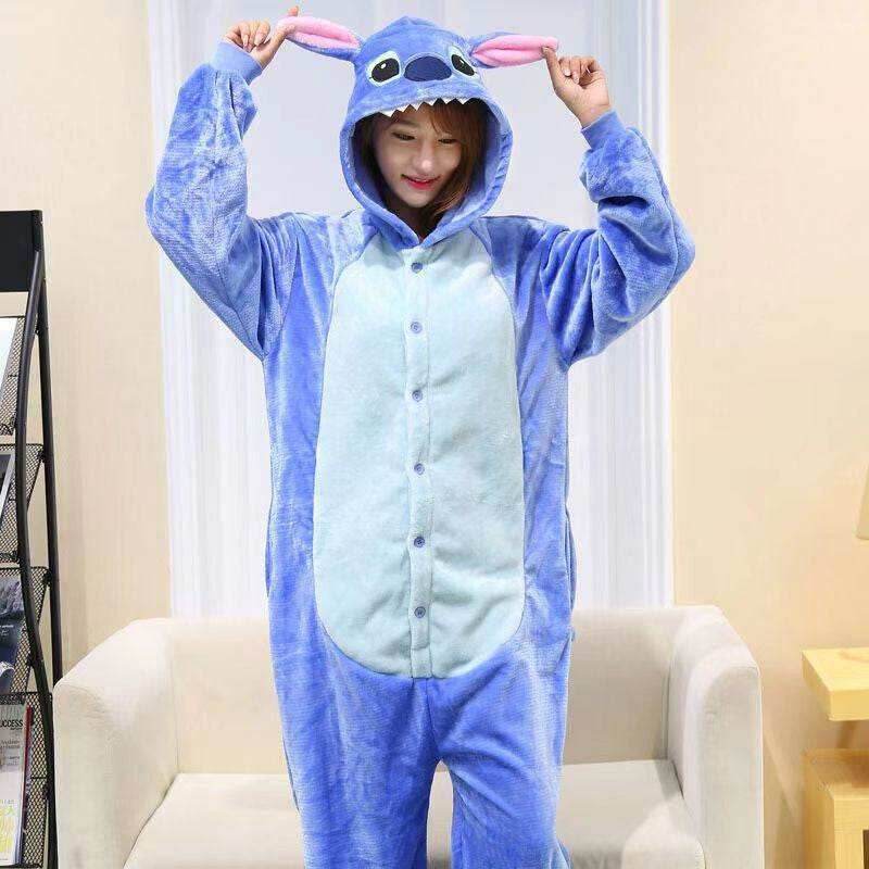 Adults Onesie Zip Up Animal Pajamas One Piece Sleepwear - Blue History / S