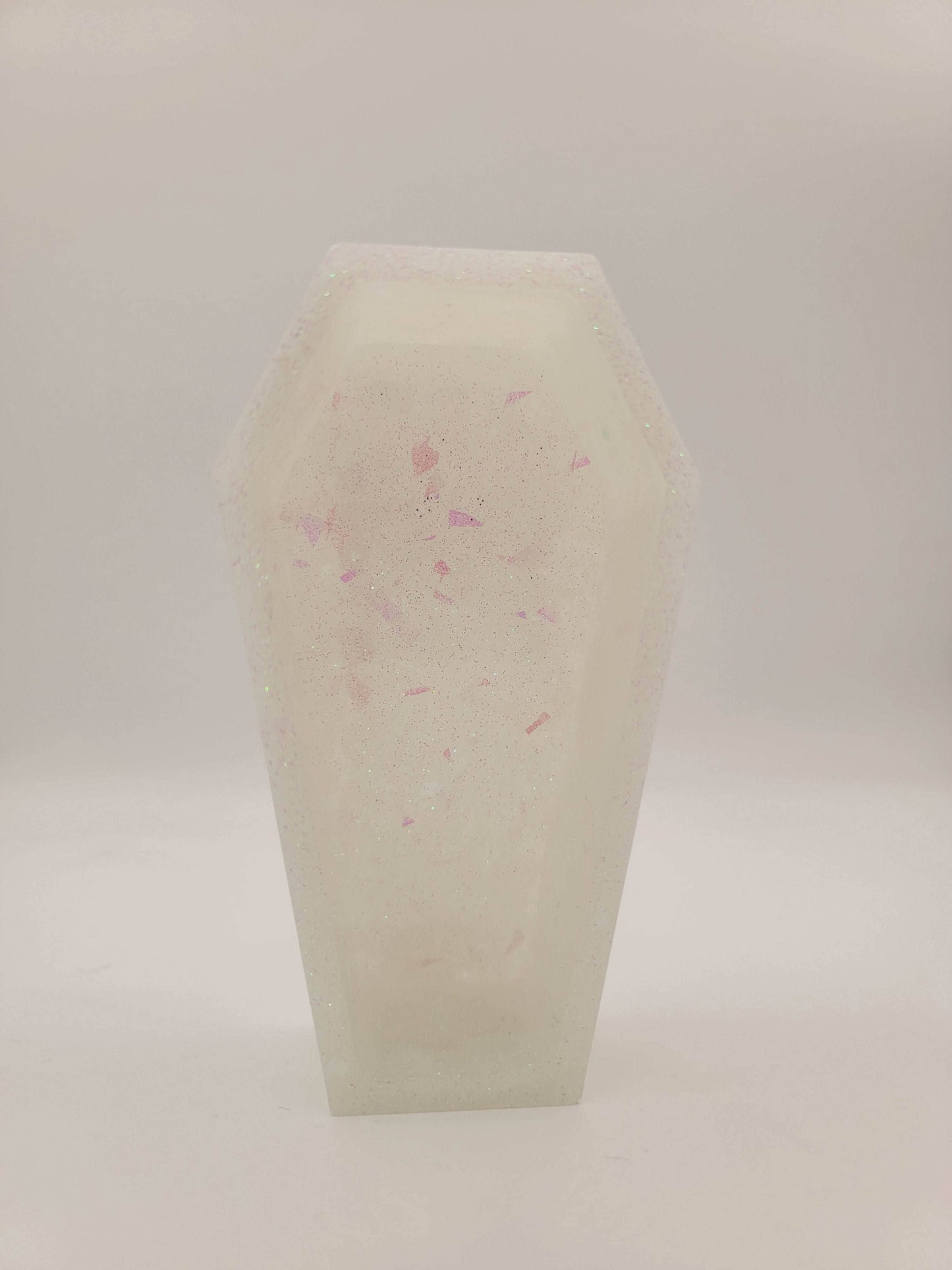 Handmade Mini Coffin Trinket Dish - iridescent white