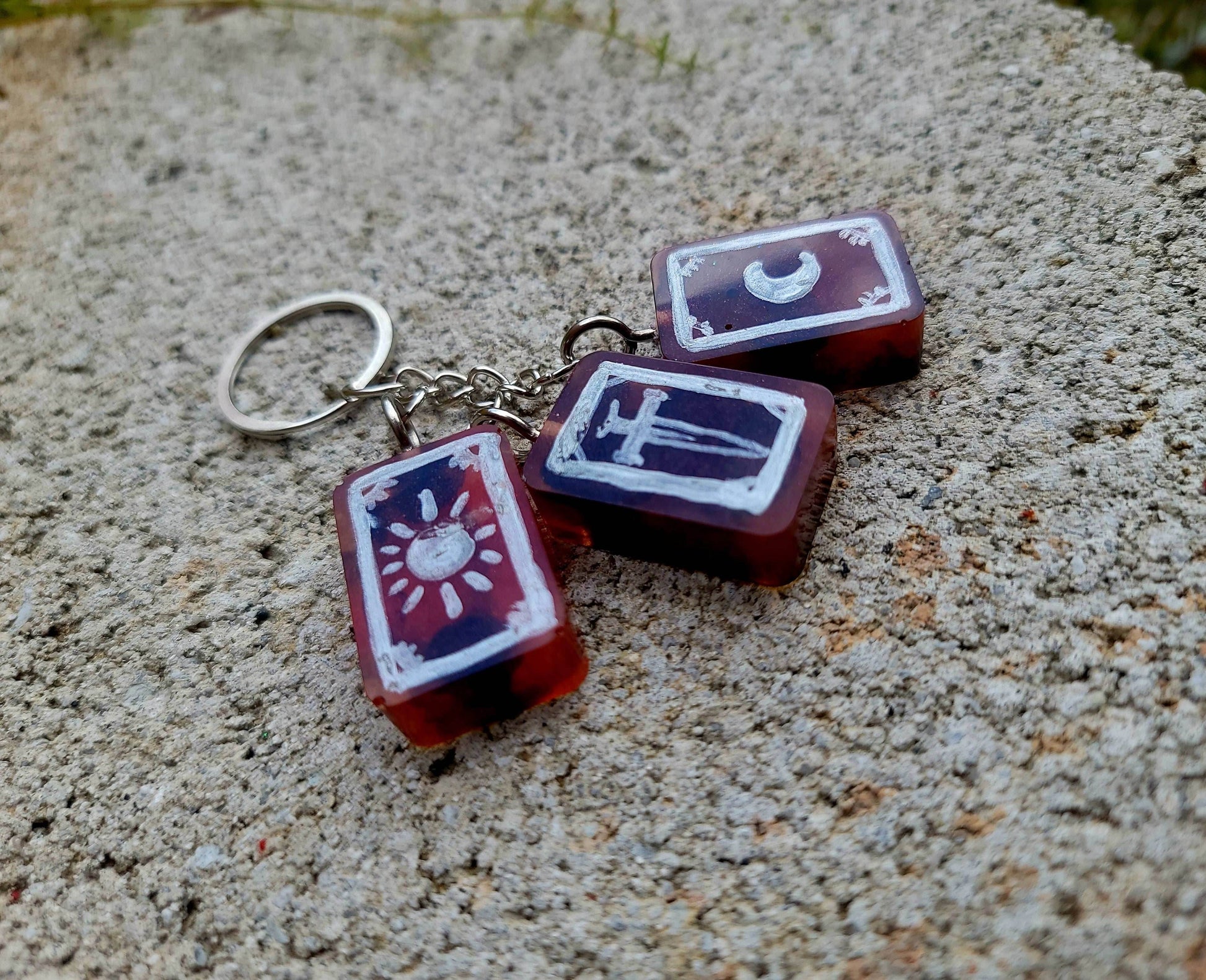 Handmade Tarot Keychain - Red