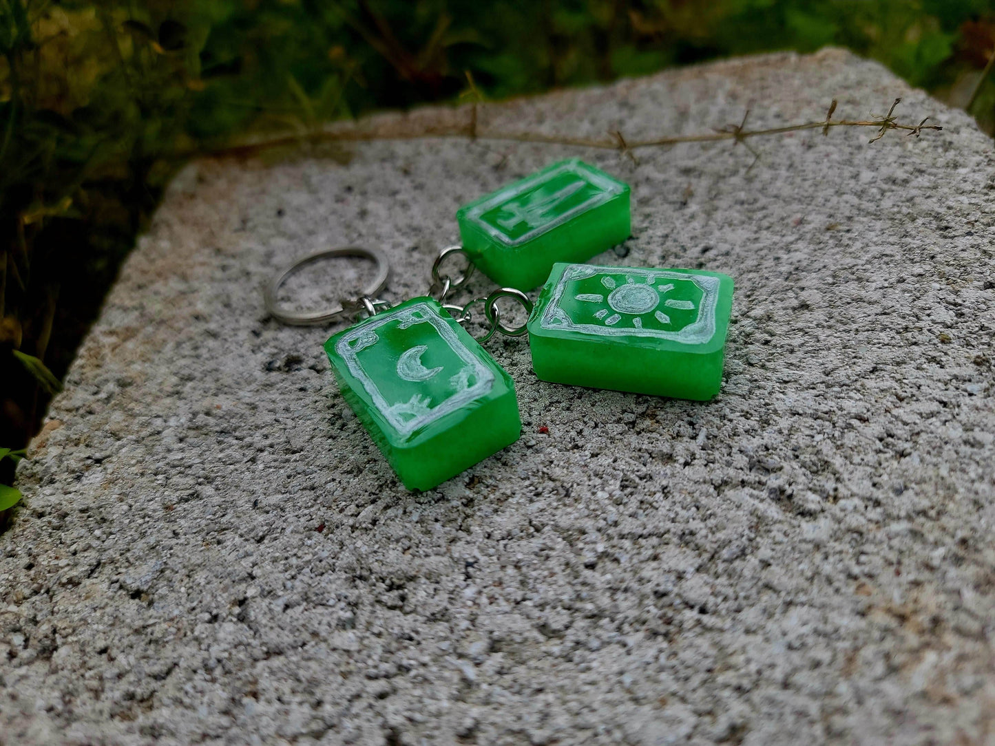 Handmade Tarot Keychain - Emerald Green