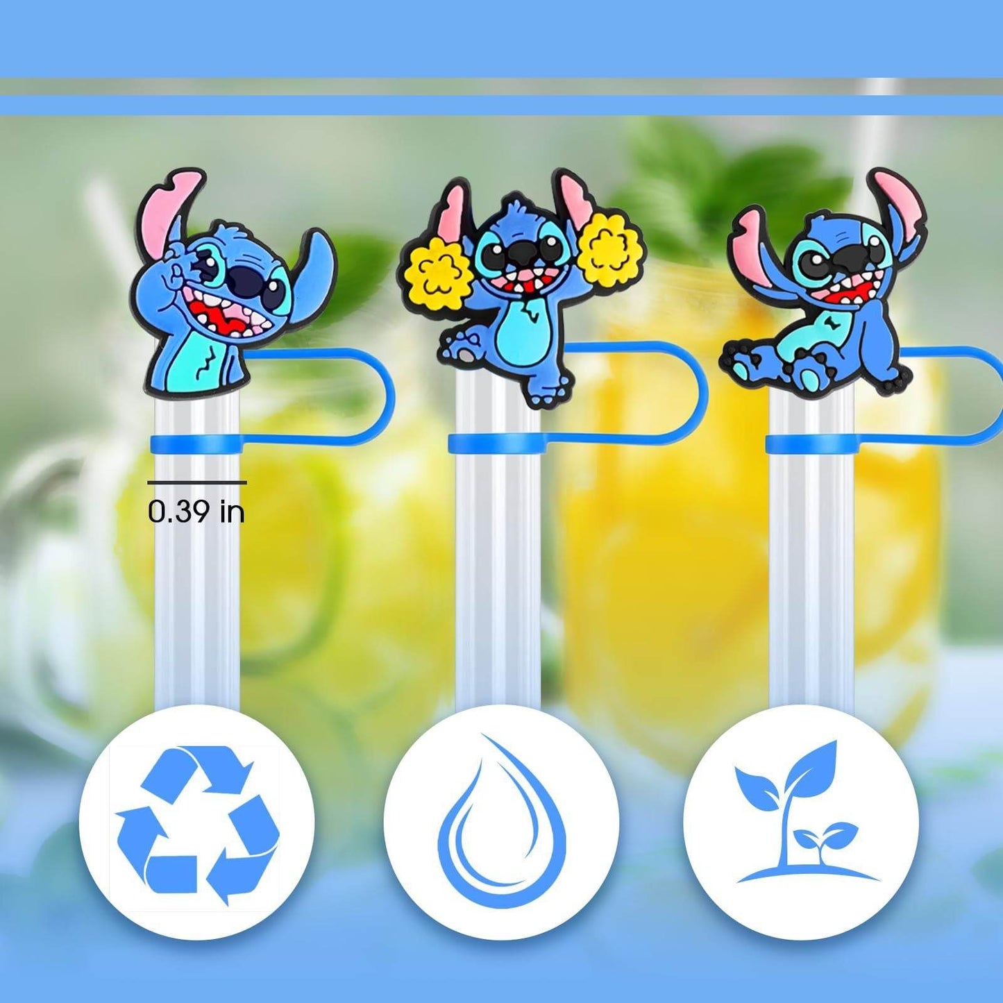 Cartoon Straw Toppers - Reusable Straw Covers with Fun Designs