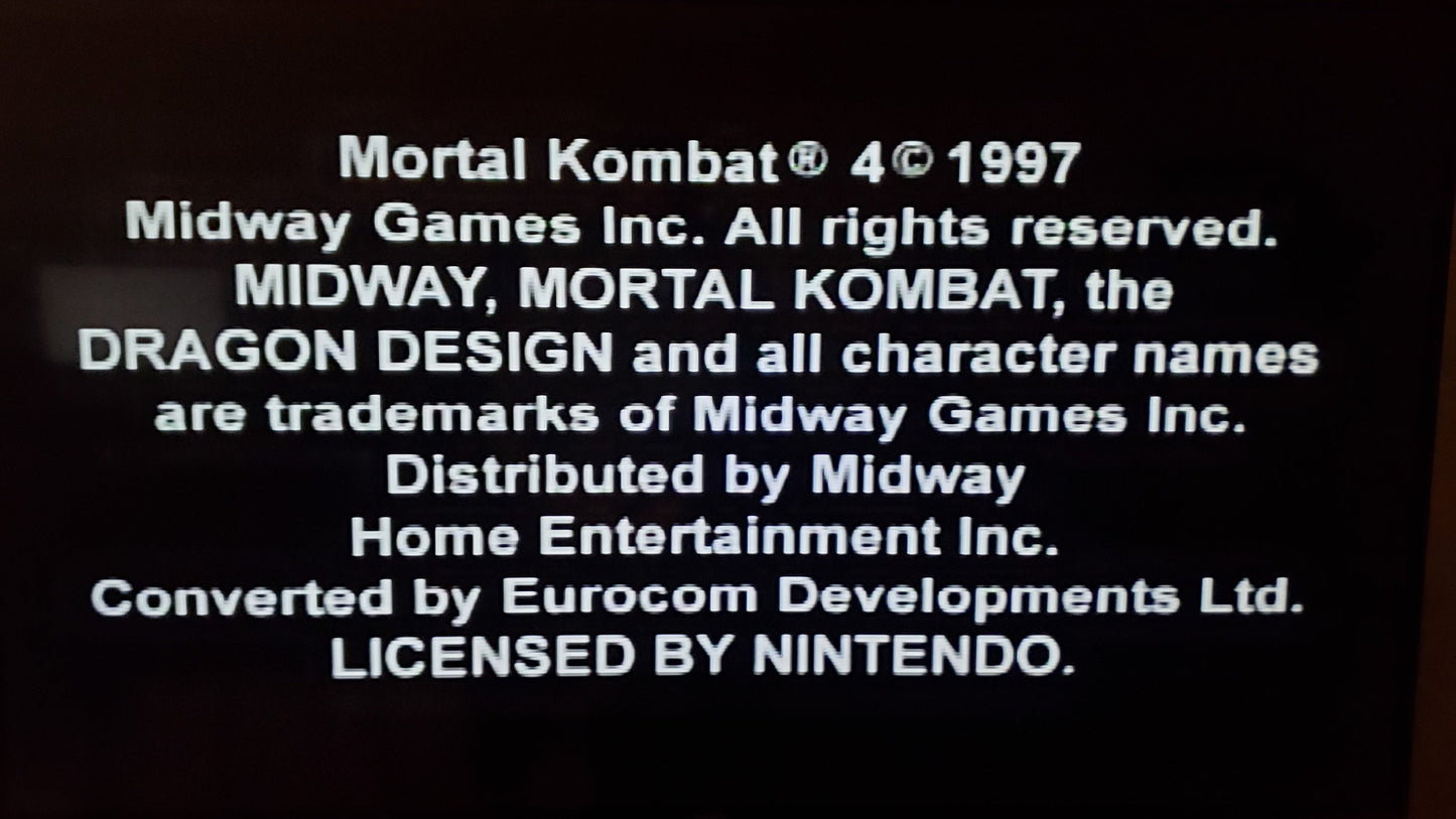 Mortal Kombat 4 N64 Nintendo 64 Video Game Cartridge 1997