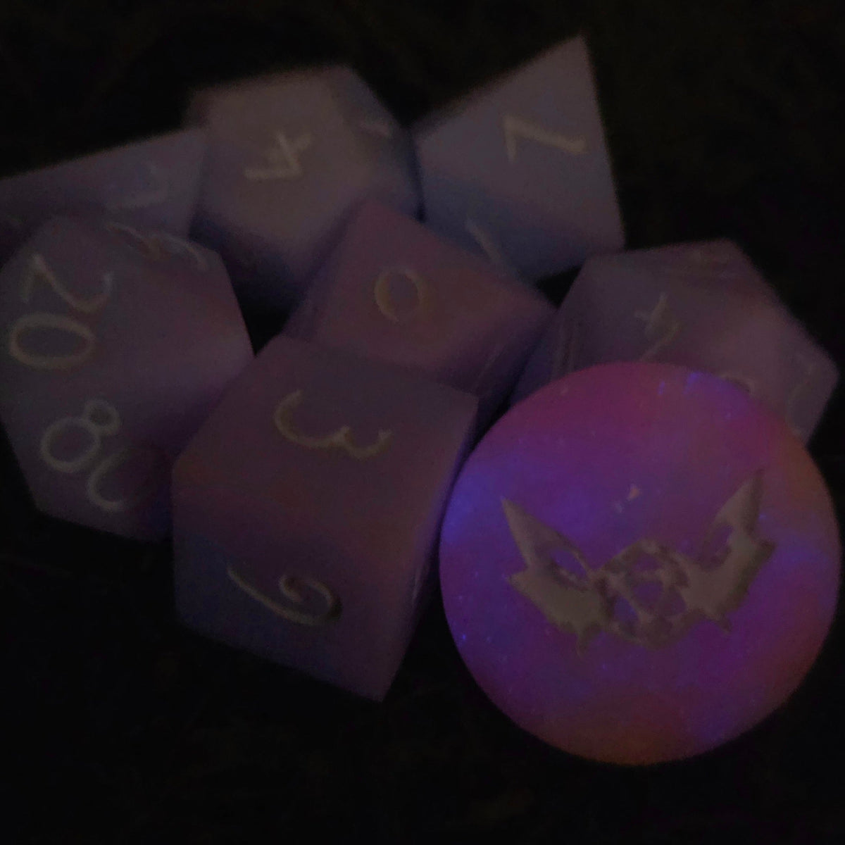 'Frosted Pastels' Rainbow Pastel Glow in the Dark Handmade Resin TTRPG Gaming Dice Set