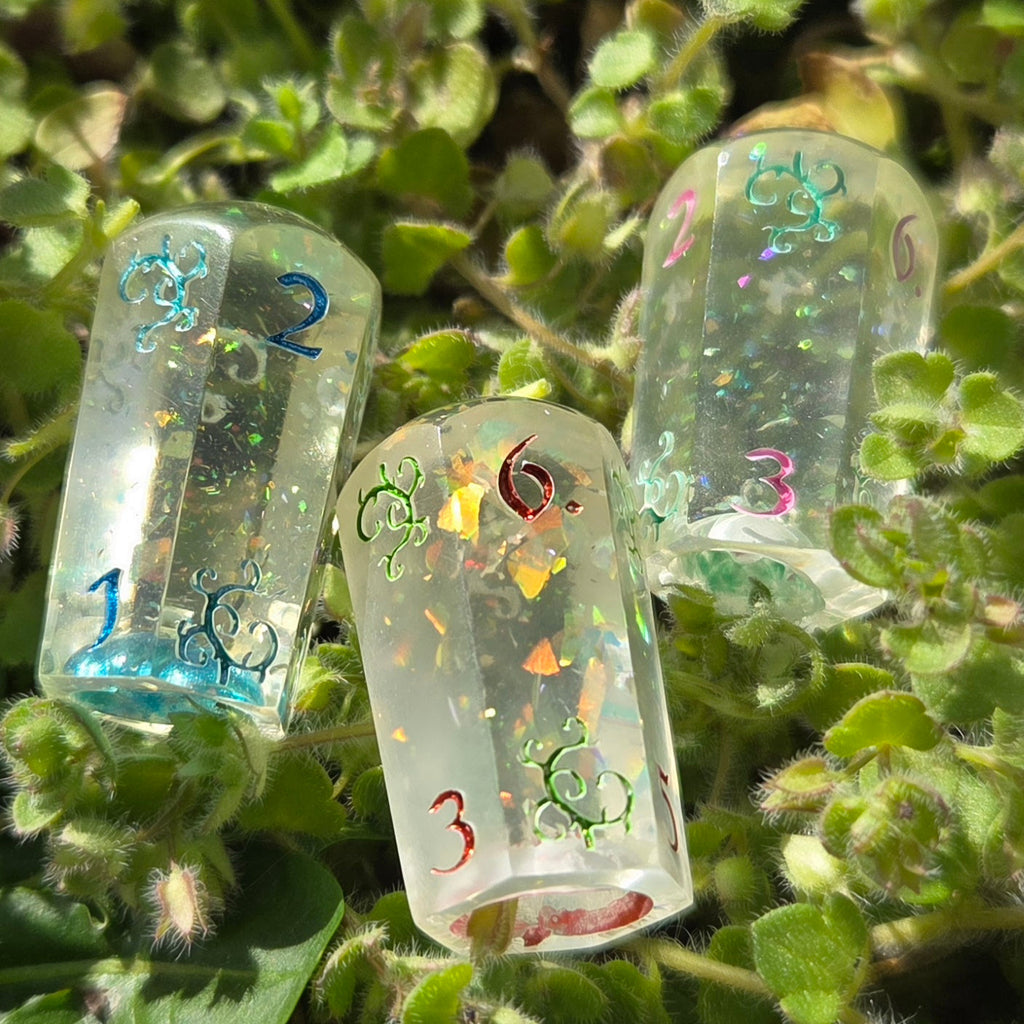 'Little Dice of Horrors' Handmade Resin Unique Alternative Shaped TTRPG D6 Gaming Dice with Hidden Surprise