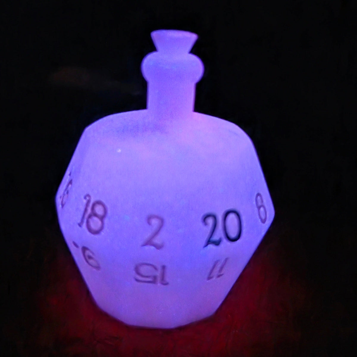 Individual Potion Bottle Alternative Shaped Functional TTRPG Handmade Resin D20 Gaming Dice Glow in the Dark