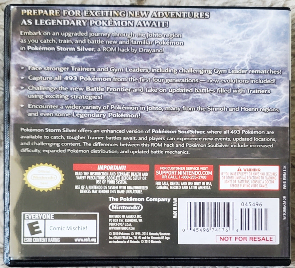 Pokemon Storm Silver NDS Nintendo DS Custom ROM Hack Video Game