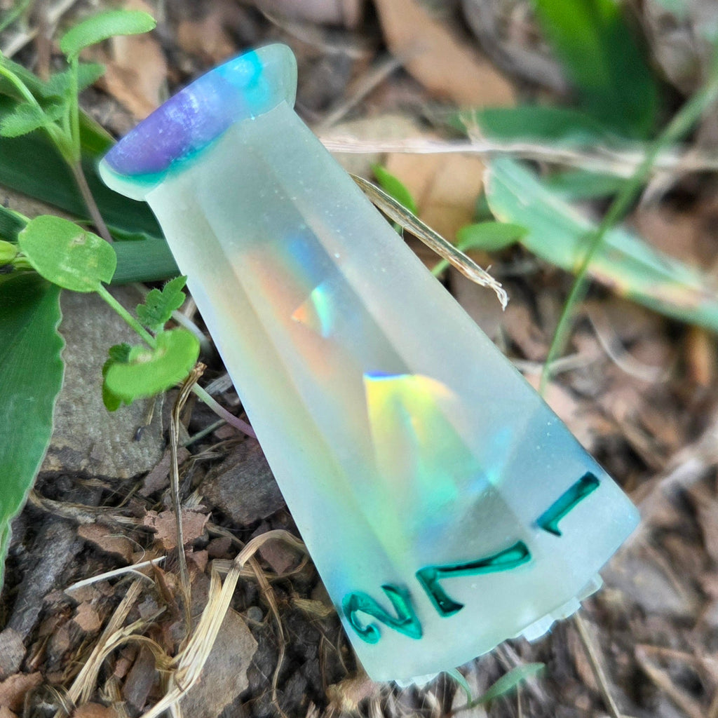 'Cone of Frost' Spell Specific Frosted Rainbow Handmade Resin Alternative Shaped D8 Individual TTRPG Gaming Dice