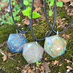 Individual Glow in the Dark Colorshifting Handmade Resin Half D20 TTRPG Polyhedral Gaming Dice Pendant Necklaces