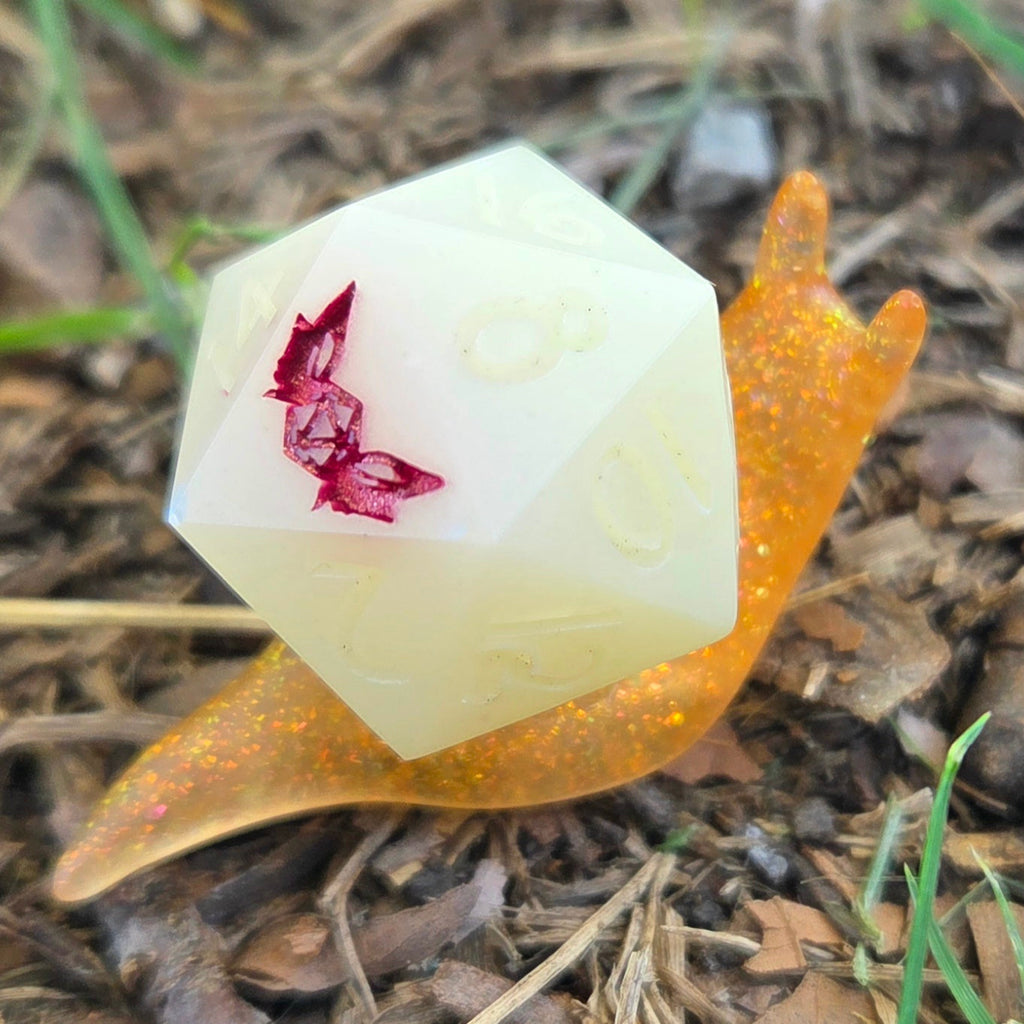 Individual Handmade OOAK Glow in the Dark Dice Snail Pins