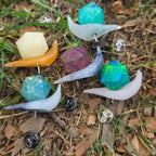 Individual Handmade OOAK Glow in the Dark Dice Snail Pins
