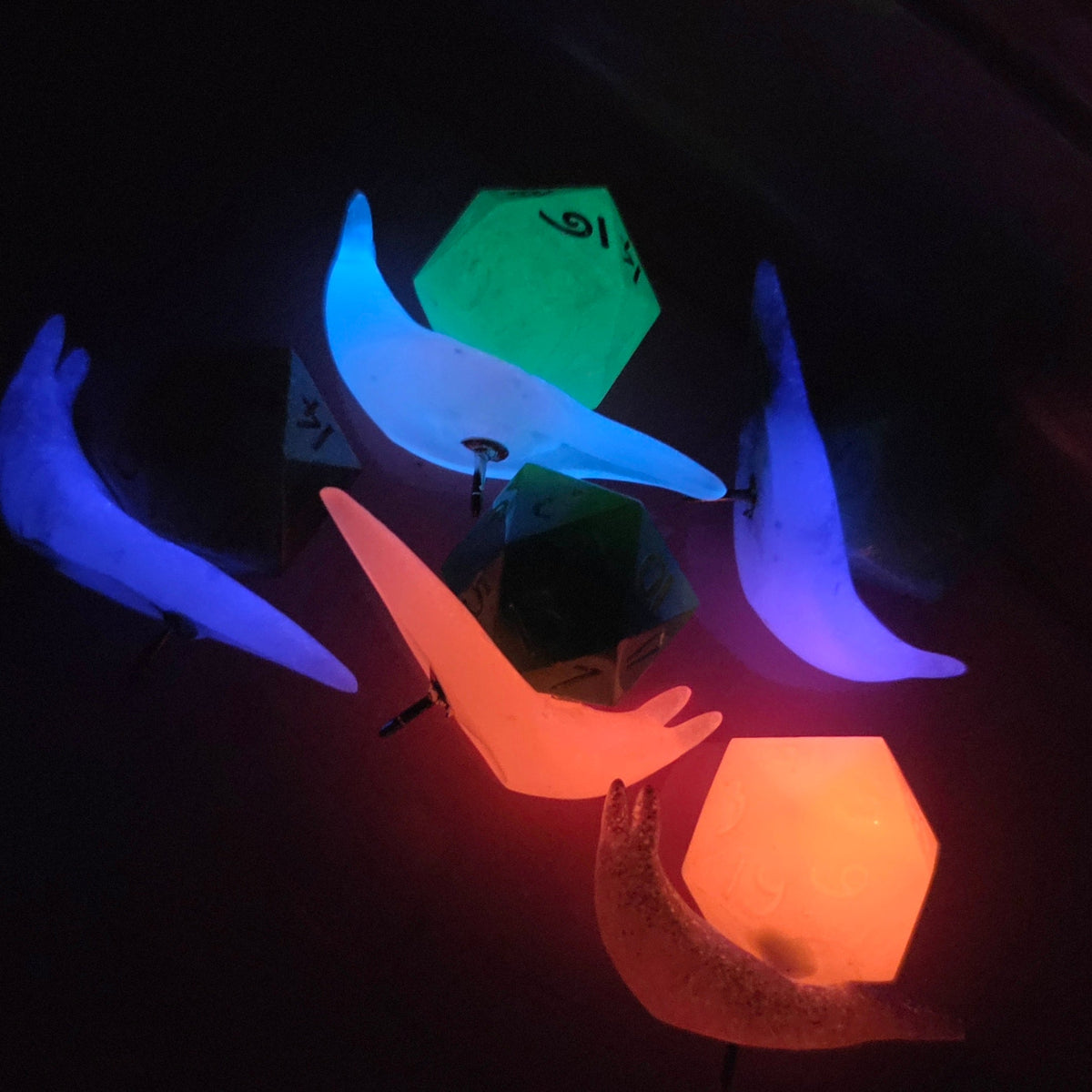 Individual Handmade OOAK Glow in the Dark Dice Snail Pins