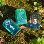 'Beyond the Grave' Handmade Resin OOAK Individual Alternative Grave Floral Skull Shaped Style D4 TTRPG Gaming Dice
