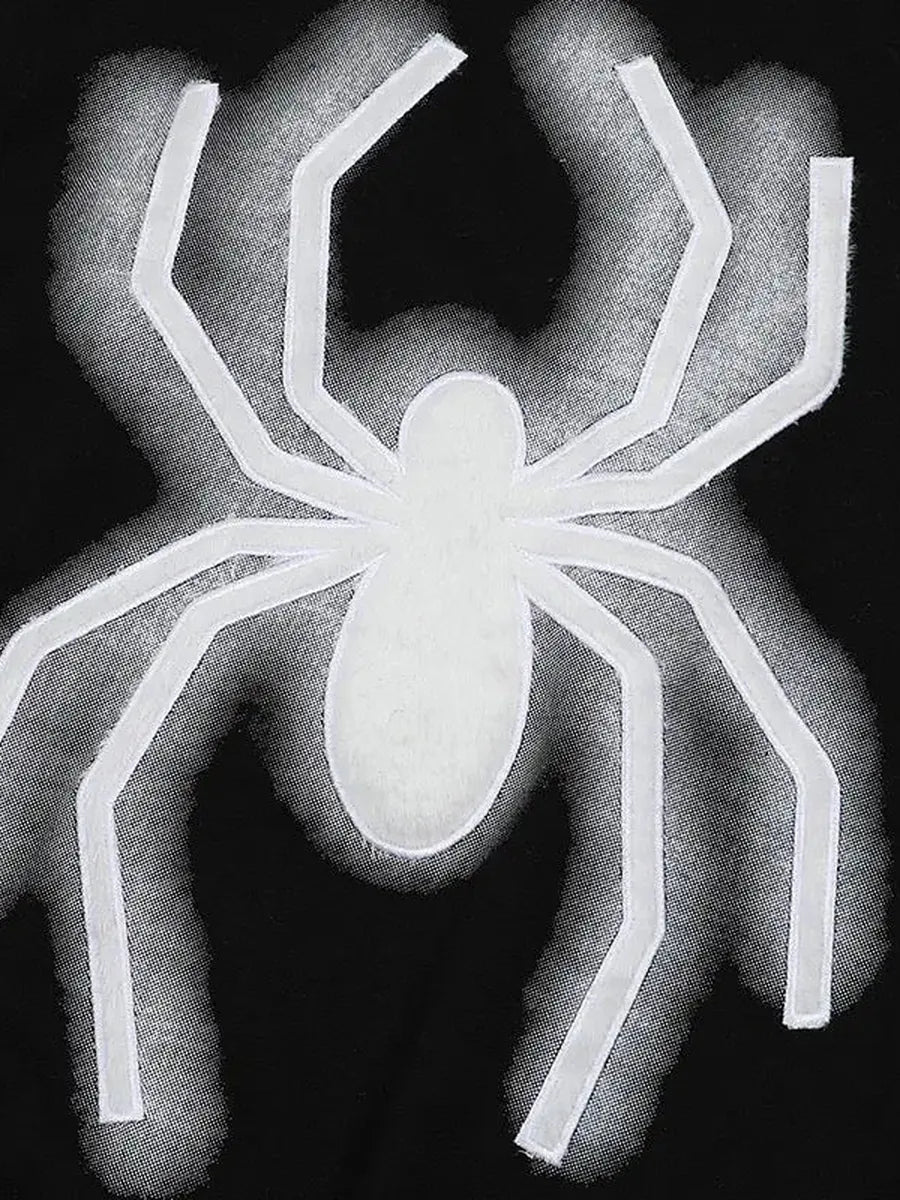 'Mini Spider' Punk Graphic  Spider Crop Top