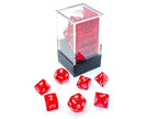 Translucent Mini-Polyhedral Red/white 7-Die Set (Mini Poly Release 1) - 