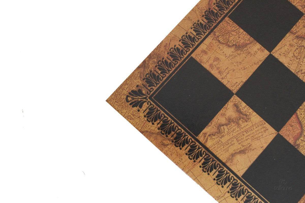 Chess Board - Faux Leather - Old Map Design - 