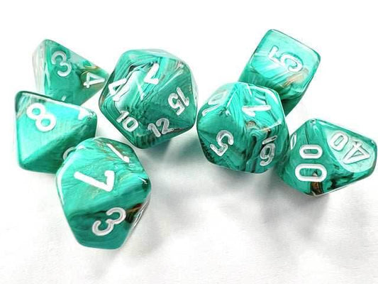 Marble Mini-Polyhedral Oxi-Copper /white 7-Die Set (Mini Poly Release 2) - 