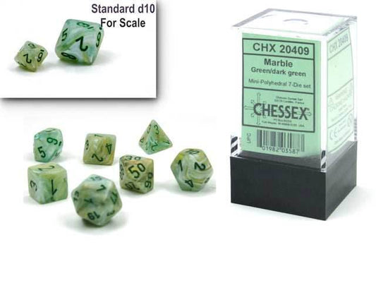 Marble Mini-Polyhedral Green/dark green 7-Die Set (Mini Poly Release 1) - 