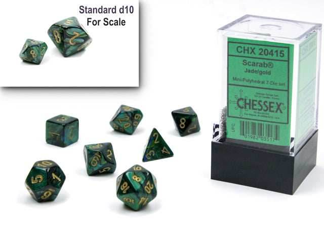 Scarab® Mini-Polyhedral Jade/gold 7-Die Set (Mini Poly Release 1) - 