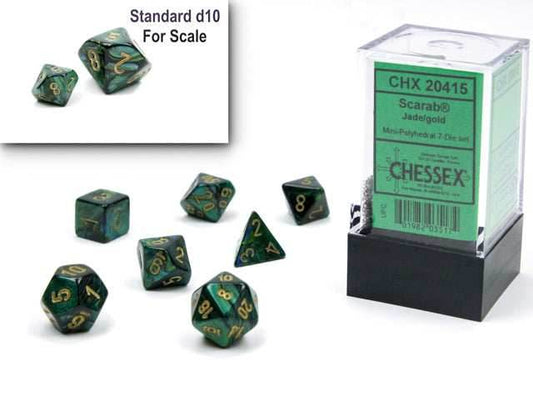 Scarab® Mini-Polyhedral Jade/gold 7-Die Set (Mini Poly Release 1) - 