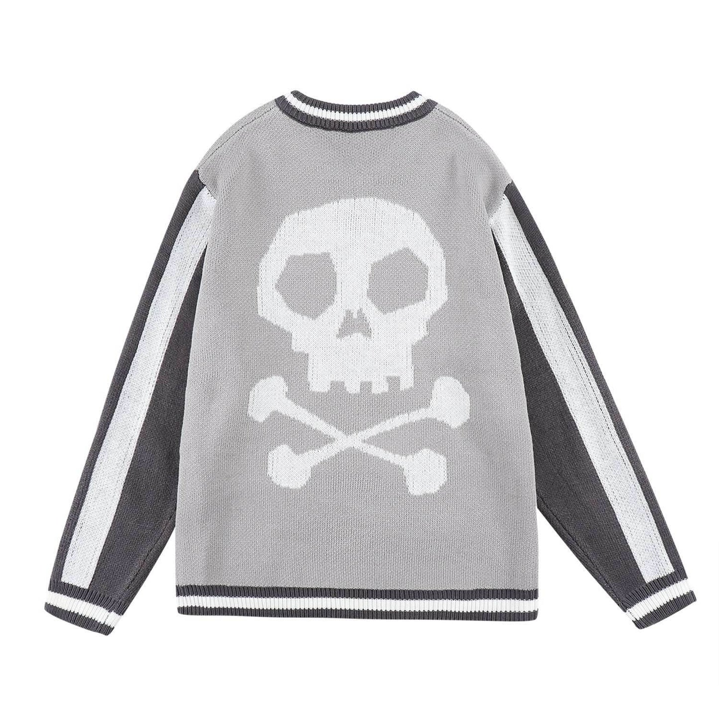 Easy Skull Knit Bomber Jacket - Blue / M